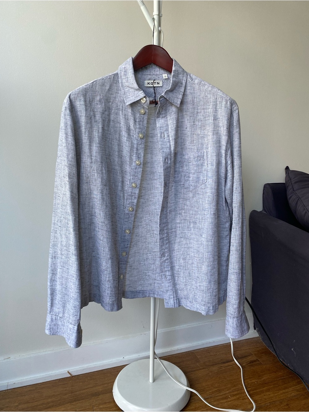 KOTN Grey Linen Button-Up Shirt